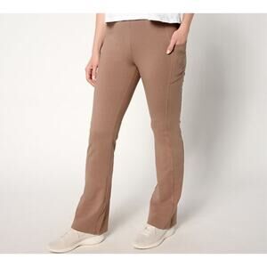 Denim & Co Tall XL Dark Mocha Duo Stretch Lightly Boot Cut Pant A649606 NWOT